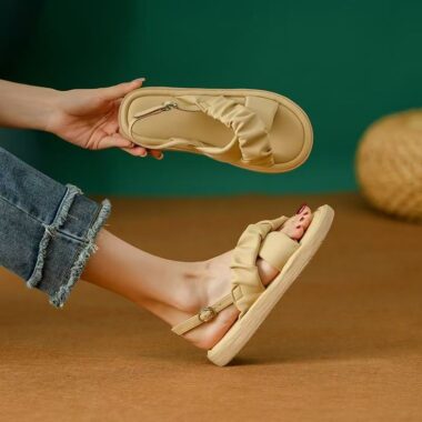 Ultra soft leather flat casual summer women sandals